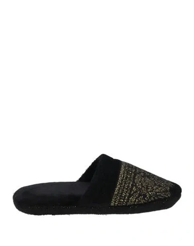 Versace Woman House Slipper Black Size 5-7 Viscose, Polyester