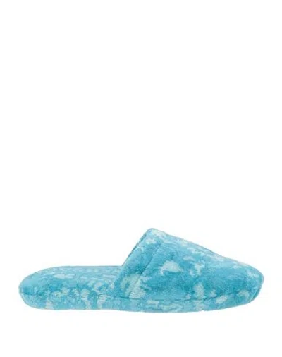 Versace Woman House Slipper Sky Blue Size S Cotton, Cashmere
