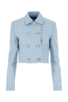 Versace Informal Jacket Double Vichy Wool Natte Fabric In Multicolor