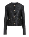 Versace Woman Jacket Black Size 10 Polyester, Metallic Polyester, Silk, Polyamide In Black