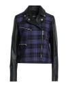 Versace Woman Jacket Purple Size 12 Lambskin, Virgin Wool In Blue