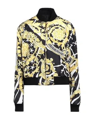Versace Woman Jacket Yellow Size 6 Polyester, Wool, Acrylic, Polyamide, Elastane