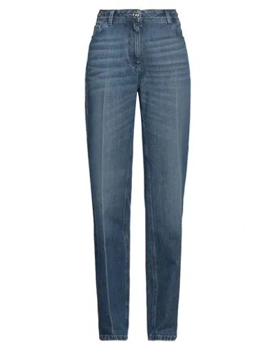 Versace Woman Jeans Blue Size 28 Cotton, Calfskin