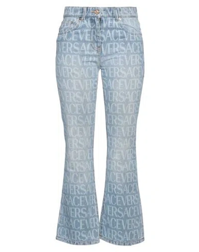 Versace Woman Jeans Blue Size 28 Cotton, Calfskin