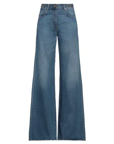 Versace Woman Jeans Blue Size 28 Cotton, Calfskin