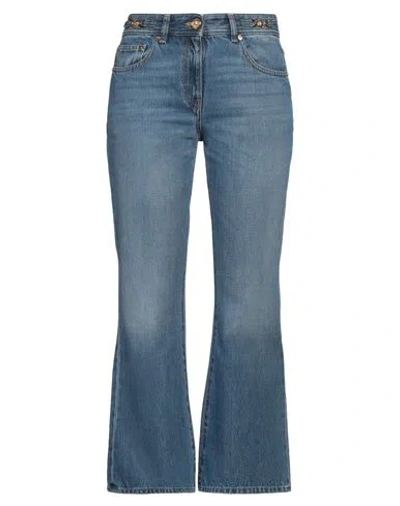 Versace Woman Jeans Blue Size 29 Cotton, Calfskin