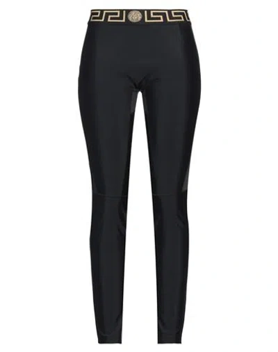 Versace Woman Leggings Black Size L Polyamide, Elastane, Polyester