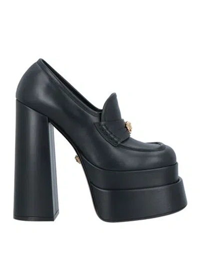 Versace Woman Loafers Black Size 11 Calfskin