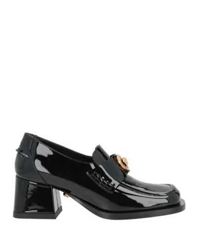 Versace Woman Loafers Black Size 6 Leather