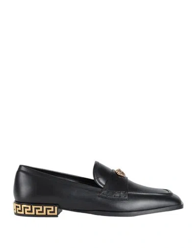 Versace Woman Loafers Black Size 8 Leather