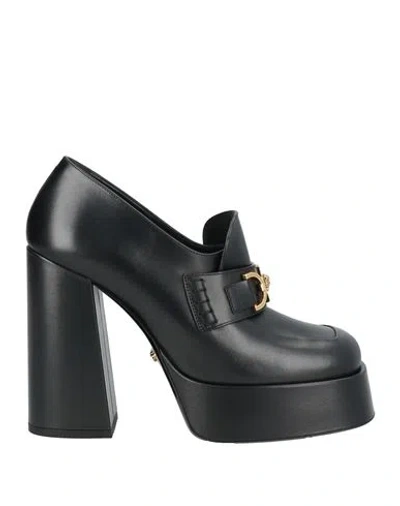 Versace Black Leather Medusa Aevitas Double Platform Pumps