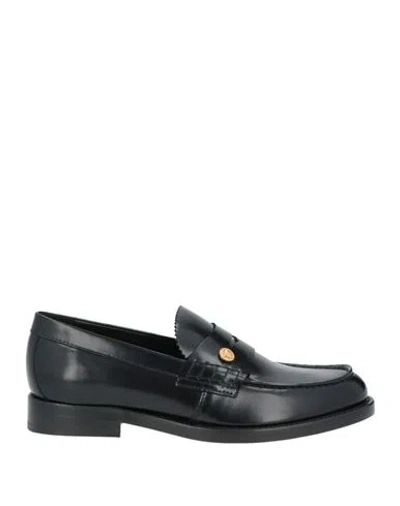 Versace Woman Loafers Black Size 8 Leather In Multi