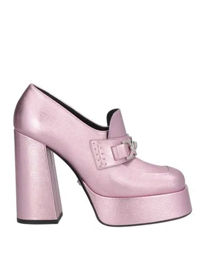 Versace Woman Loafers Pink Size 10 Calfskin