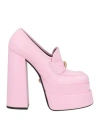 Versace Woman Loafers Pink Size 8 Calfskin In Pink