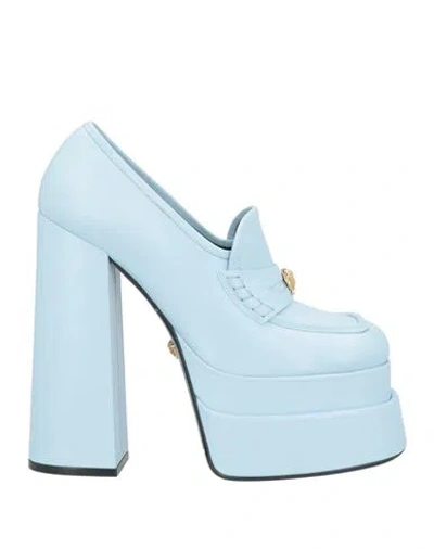 Versace Woman Loafers Sky Blue Size 9 Calfskin