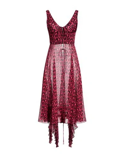 Versace Woman Maxi Dress Fuchsia Size 4 Silk In Multi