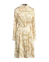 Versace Woman Midi Dress Beige Size 8 Polyester, Calfskin