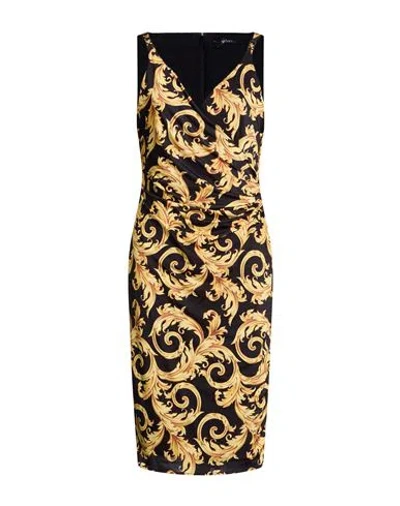 Versace Woman Midi Dress Black Size 10 Polyester, Elastane