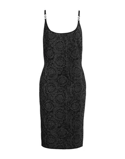 Versace Woman Midi Dress Black Size 10 Viscose, Polyamide, Metallic Polyester, Elastane
