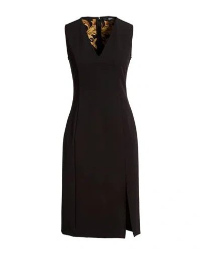 Versace Woman Midi Dress Black Size 14 Polyester, Elastane