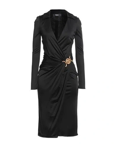 Versace Woman Midi Dress Black Size 4 Viscose