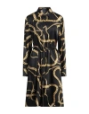 Versace Woman Midi Dress Black Size 6 Polyester, Calfskin