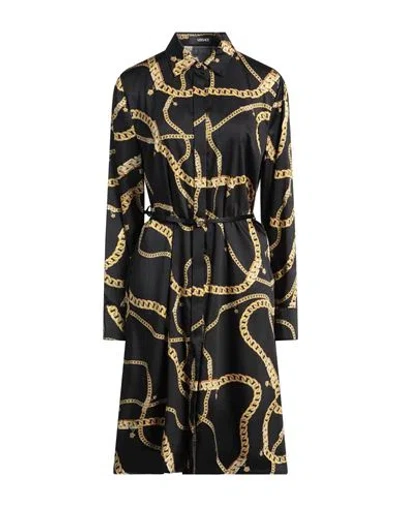 Versace Woman Midi Dress Black Size 6 Polyester, Calfskin