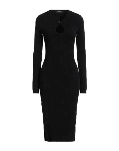 Versace Woman Midi Dress Black Size 8 Viscose, Cotton, Polyester