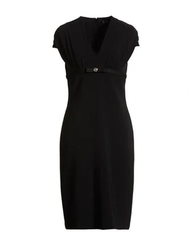 Versace Woman Midi Dress Black Size 8 Viscose, Eco Polyester