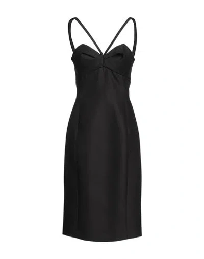 Versace Woman Midi Dress Black Size 8 Wool, Silk