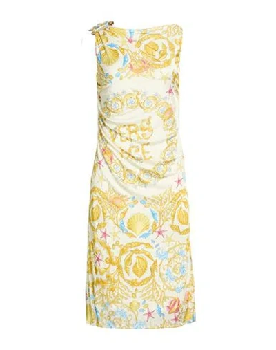 Versace Woman Midi Dress Pastel Yellow Size 2 Viscose