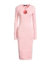 Versace Woman Midi Dress Pink Size 12 Viscose, Cotton, Polyester