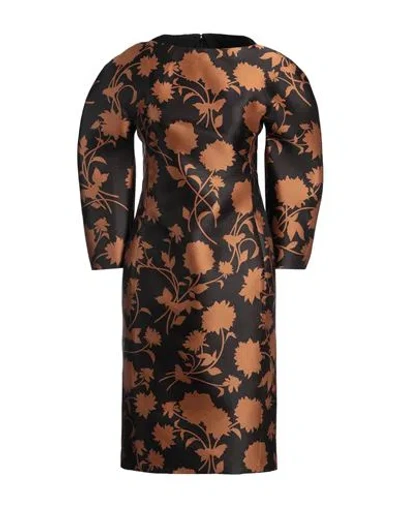 Versace Woman Midi Dress Tan Size 10 Polyester, Silk In Brown