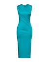 Versace Woman Midi Dress Turquoise Size 10 Viscose In Blue