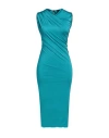 Versace Woman Midi Dress Turquoise Size 10 Viscose In Blue