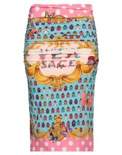 Versace Woman Midi Skirt Azure Size 8 Viscose, Elastane In Yellow