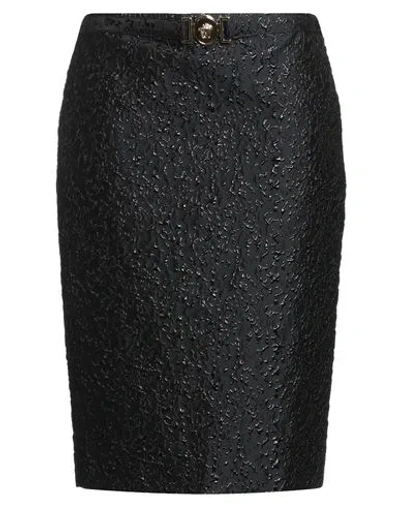 Versace Woman Midi Skirt Black Size 6 Polyester, Metallic Polyester, Silk, Polyamide