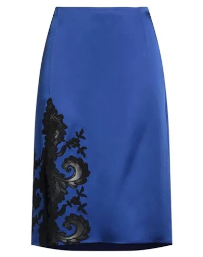Versace Woman Midi Skirt Blue Size 4 Acetate, Viscose, Cotton