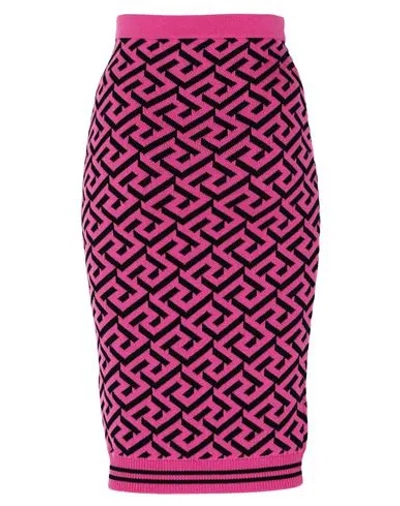 Versace Woman Midi Skirt Fuchsia Size 6 Virgin Wool, Cotton, Polyamide In Pink