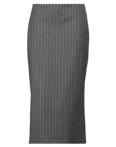 Versace Woman Midi Skirt Lead Size 12 Virgin Wool In Multi