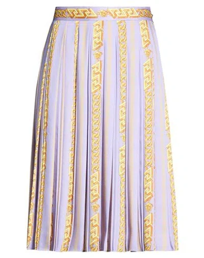 Versace Woman Midi Skirt Lilac Size 8 Polyester In Purple