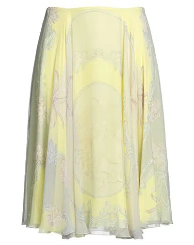 Versace Woman Midi Skirt Pastel Yellow Size 6 Acetate, Silk