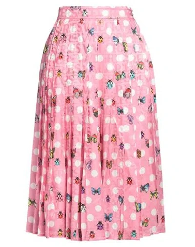 Versace Woman Midi Skirt Pink Size 4 Viscose, Silk