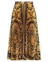 Versace Baroque Heritage Print Twill Pleated Midi Skirt In Yellow