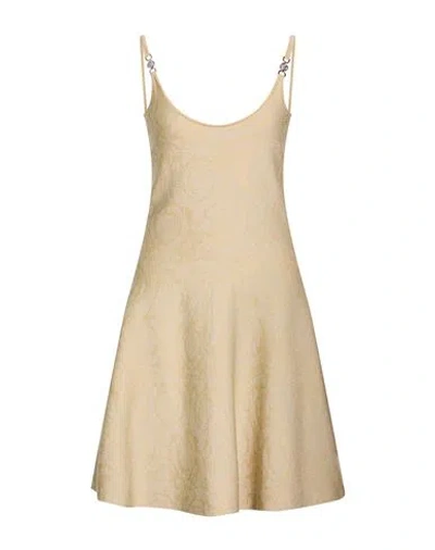 Versace Woman Mini Dress Beige Size 6 Viscose, Polyamide, Metallic Polyester, Elastane In Neutral