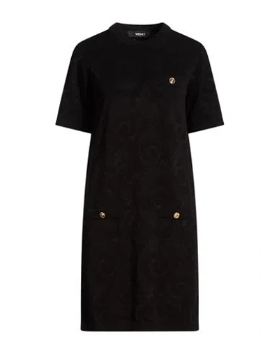 Versace Woman Mini Dress Black Size 10 Viscose, Cotton, Polyester