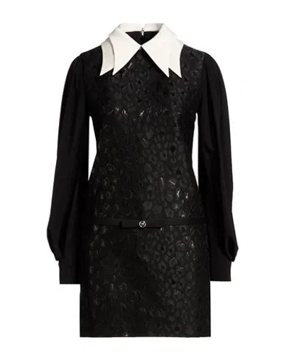 Versace Woman Mini Dress Black Size 4 Acetate, Virgin Wool, Polyamide, Polyester, Silk