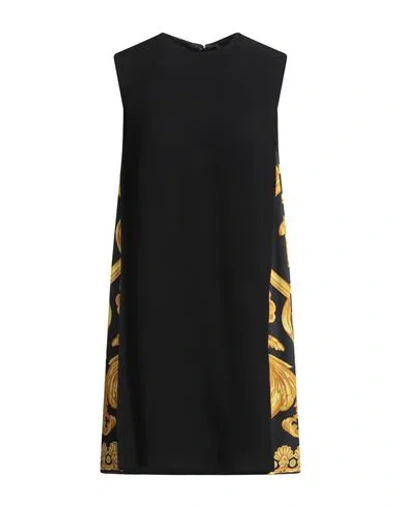 Versace Barocco Crêpe And Twill Shift Dress In Black