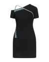 Versace Woman Mini Dress Black Size 6 Cotton, Polyester In Black