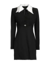 Versace Pearl-detailed Long-sleeved Mini Dress In Black